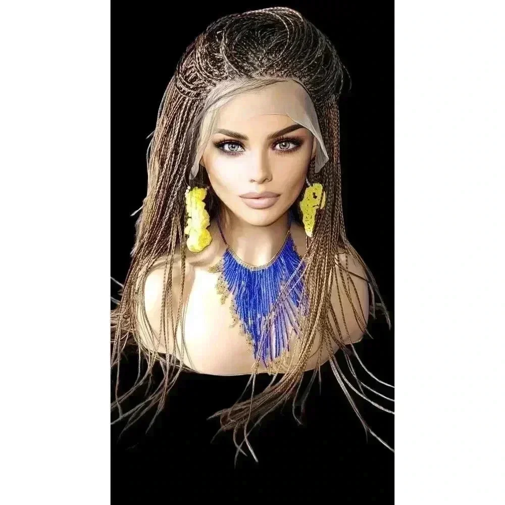 Premium Hand-Braided Wig Full Lace Wig Color #30 micro million braids